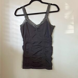 Bongo Y2K Lace Trim Ribbed Knit Cami Top 90's‎ Preppy Gray Small/Med Dainty